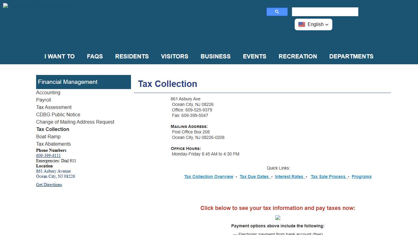 Welcome to Ocean City, New Jersey, America's Greatest Family Resort - Tax Collection